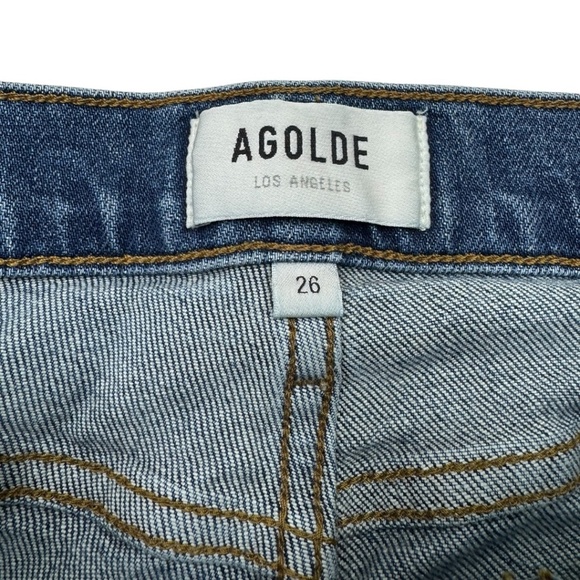 Agolde Nico High Rise Slim Jeans Fixation Medium Wash Button Fly - Picture 8 of 11